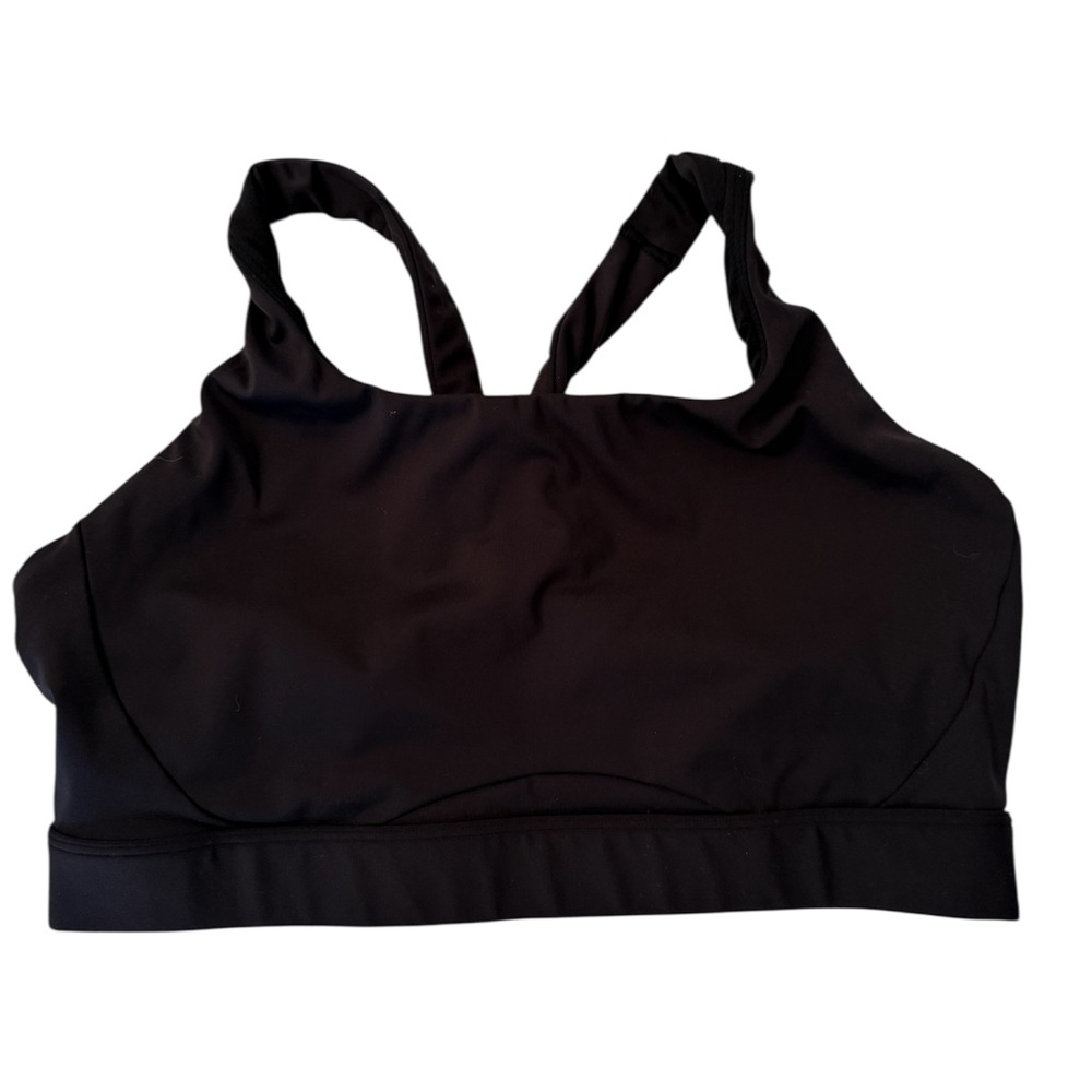 Athleta Bra Black Racerback Sports Bra Keyhole Back Medium Support Size L